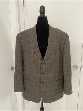 EMBASSY ROW made in Canada Men's Classic Glen Plaid Blazer Green probably 44R
